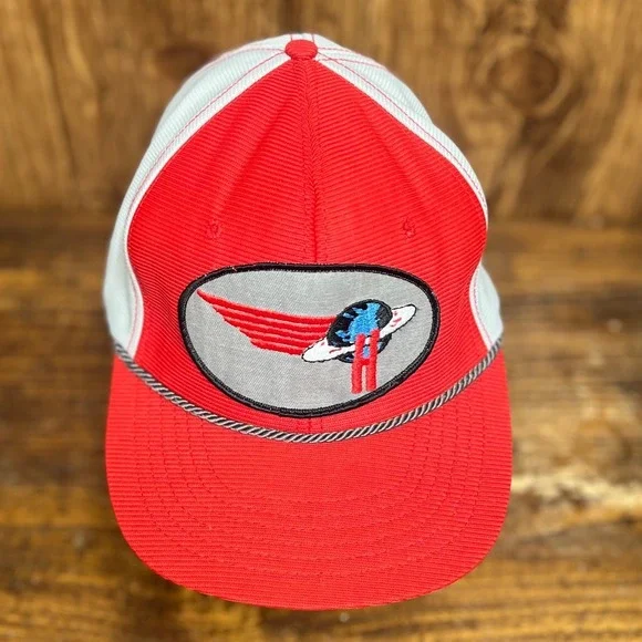 Vintage Halliburton Trucker Hat Snapback L 7 1/8 - 7 5/8 Red White Mesh USA Made - Picture 9 of 13